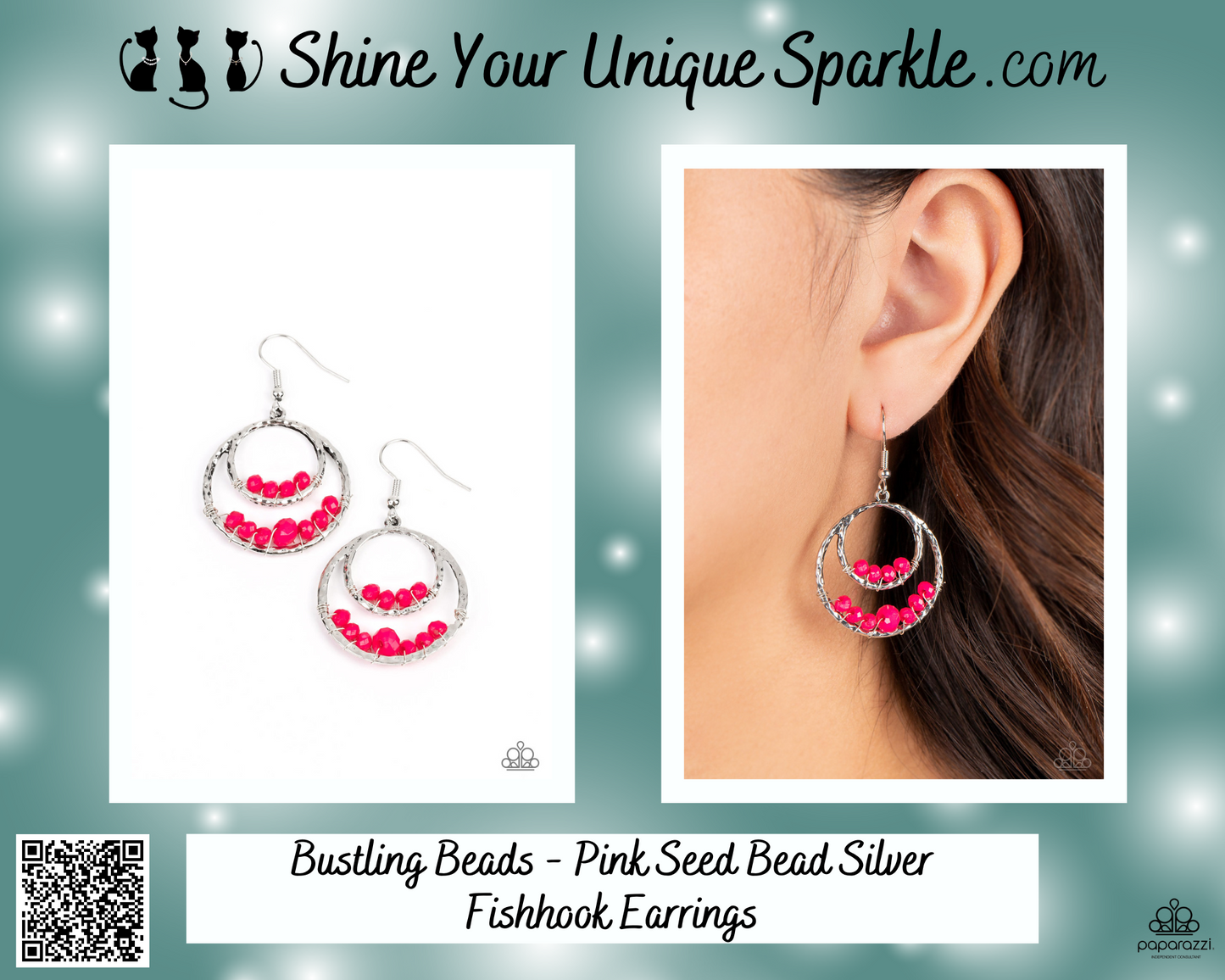 Bustling Beads - Pink Seed Bead Silver Fishhook Earrings