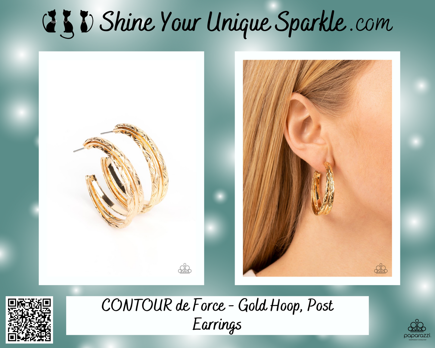 CONTOUR de Force - Gold Hoop, Post Earrings