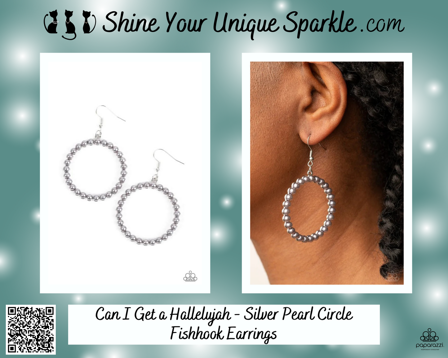 Can I Get a Hallelujah - Silver Pearl Circle Fishhook Earrings