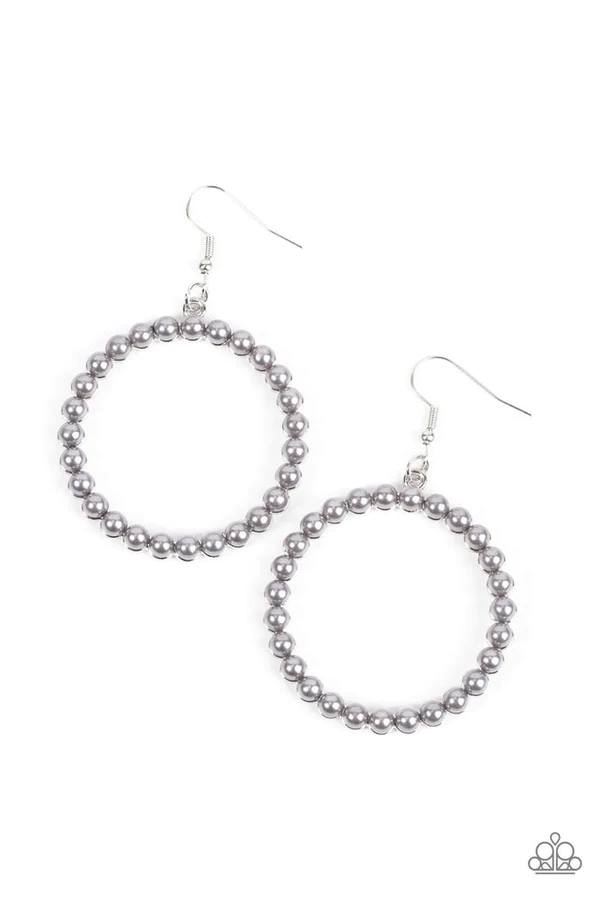 Can I Get a Hallelujah - Silver Pearl Circle Fishhook Earrings