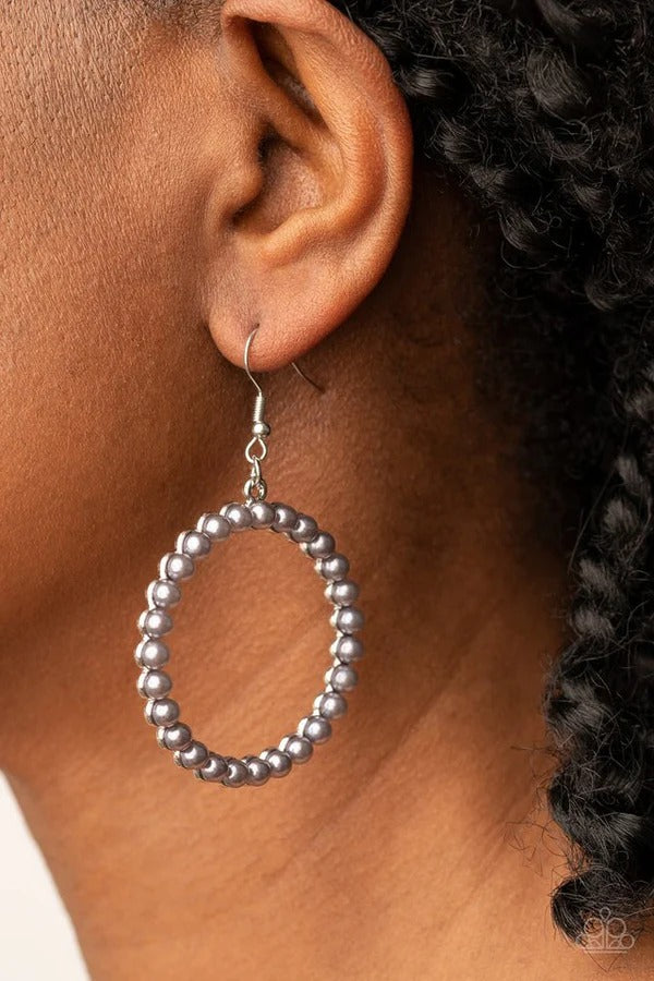 Can I Get a Hallelujah - Silver Pearl Circle Fishhook Earrings