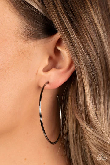 Can I Get a HOOP HOOP - Black Gunmetal Hoop Post Earrings