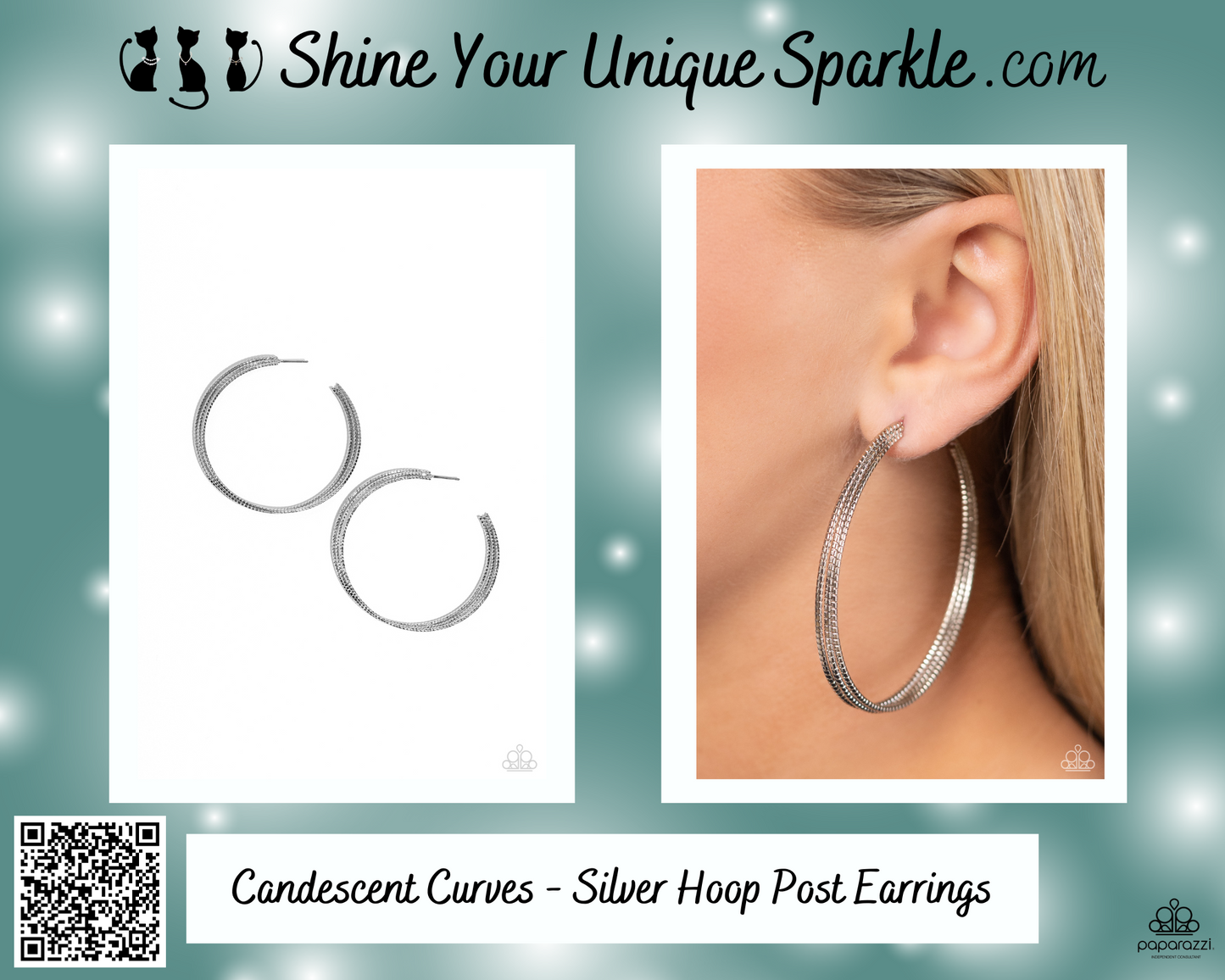 Candescent Curves - Silver Hoop Post Earrings