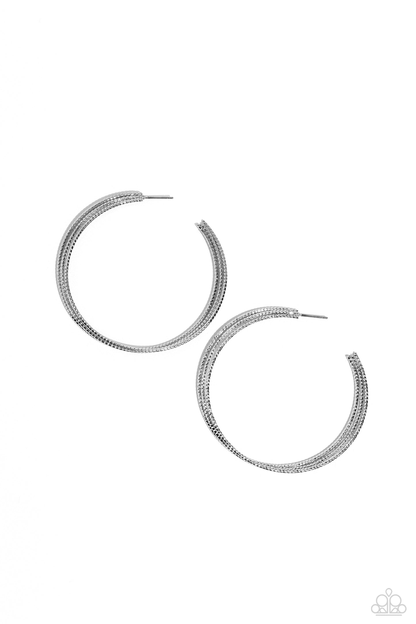 Candescent Curves - Silver Hoop Post Earrings