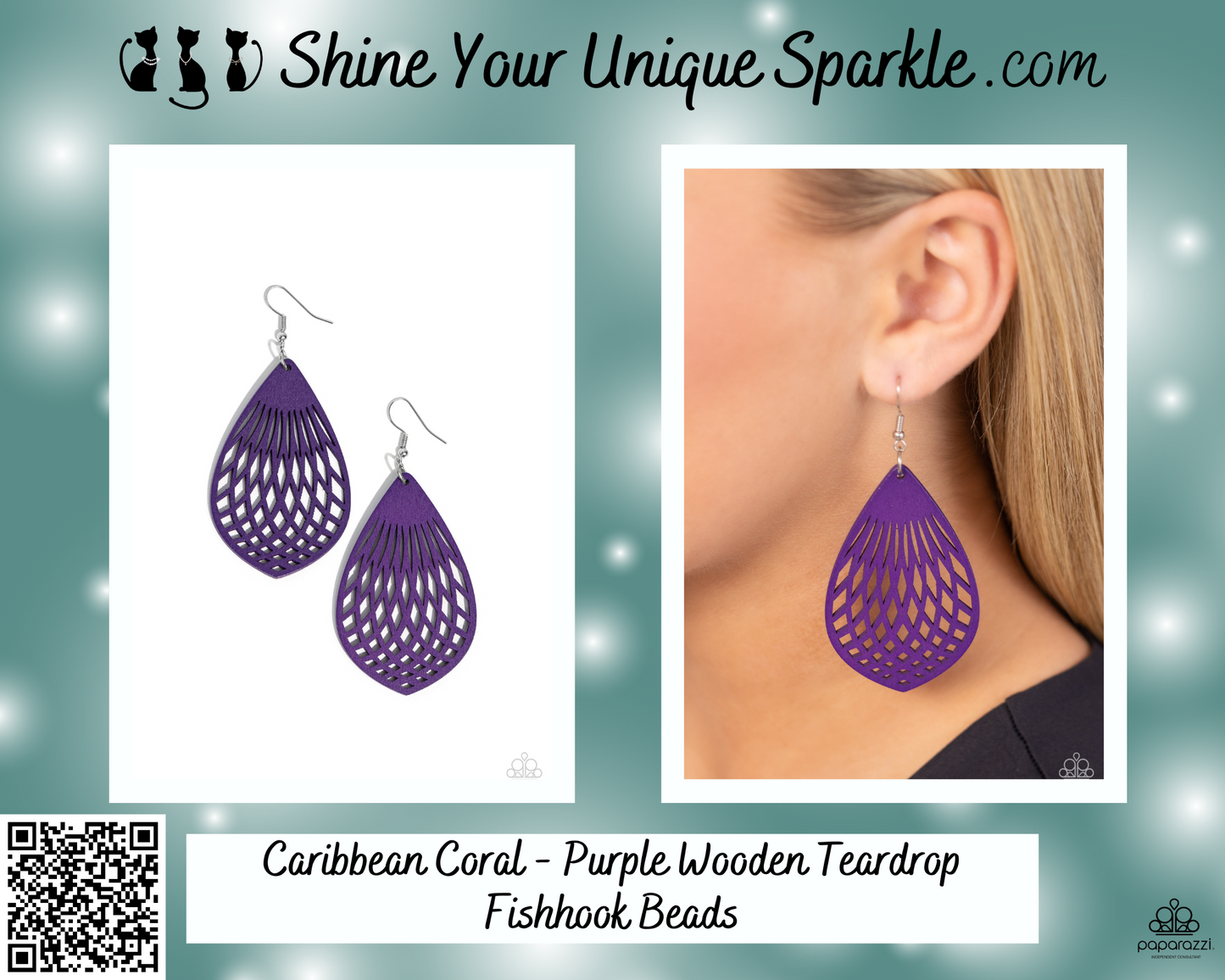 Caribbean Coral - Purple Wooden Teardrop Fishhook Beads