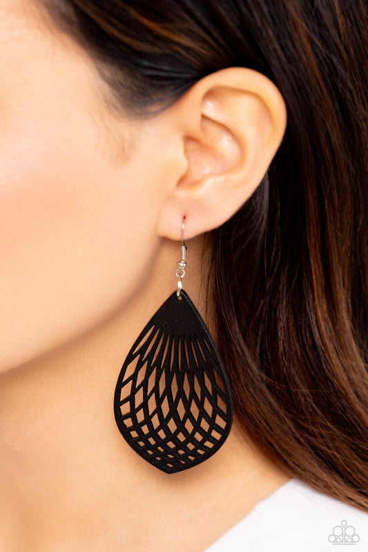 Caribbean Coral - Black Wooden Teardrop Fishhook Beads