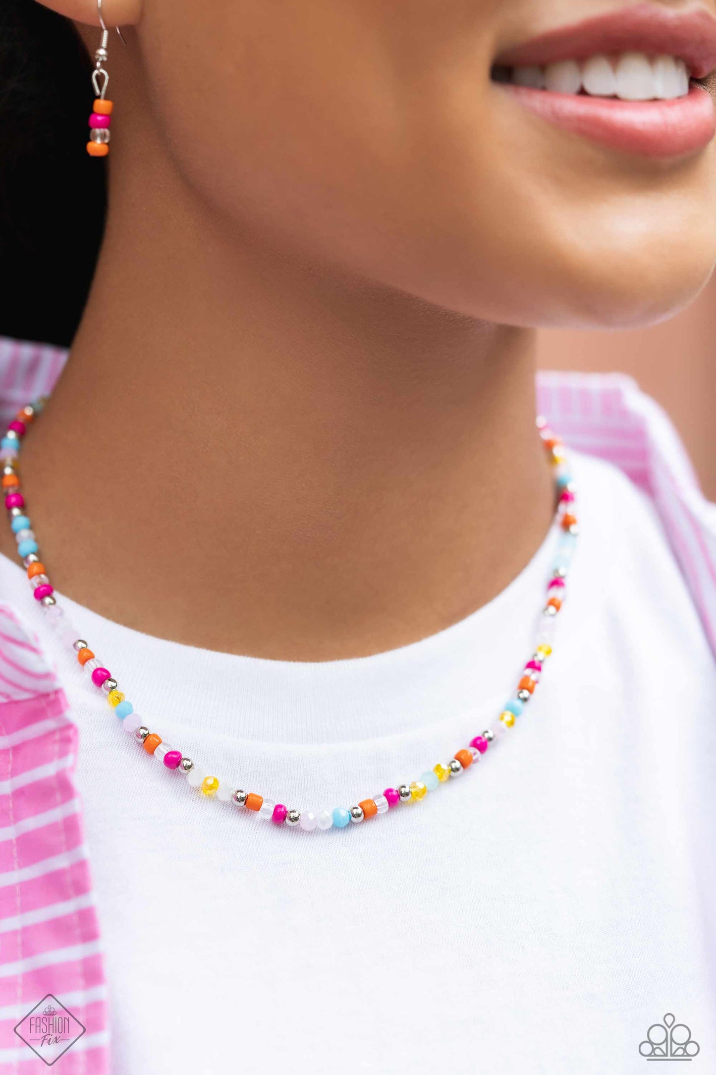 Carnival Confidence - Multi Color Seed Bead Short Necklace - Fashion Fix