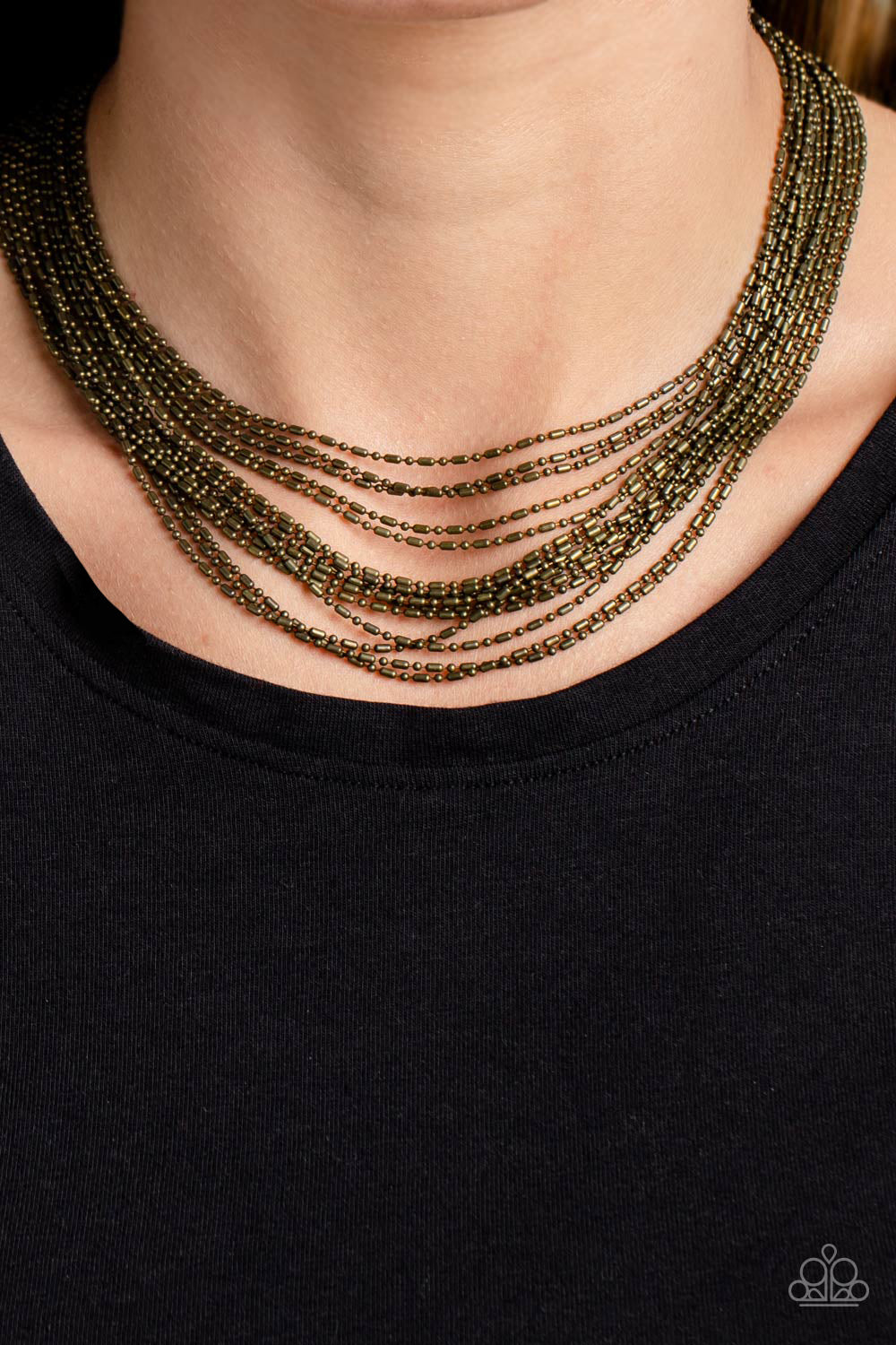 Cascading Chains - Brass Layered Chain Short Necklace