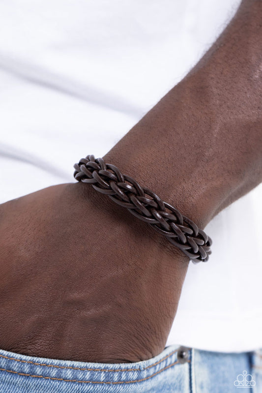 Cattle Ranch - Brown Leather Urban Magnet Bracelet