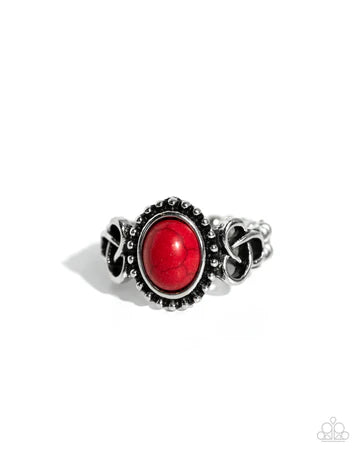 Celtic KNOT-out - Red Crackle Stone Silver Ring