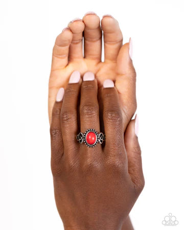 Celtic KNOT-out - Red Crackle Stone Silver Ring