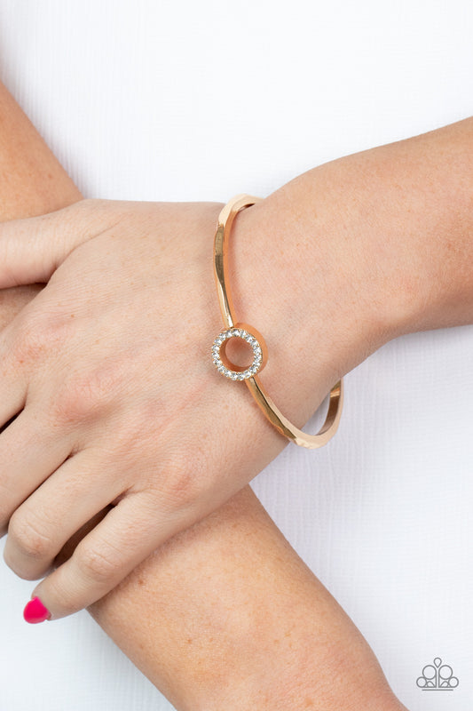 Center COUTURE - Gold with White Rhinestone Circle Bangle Bracelet