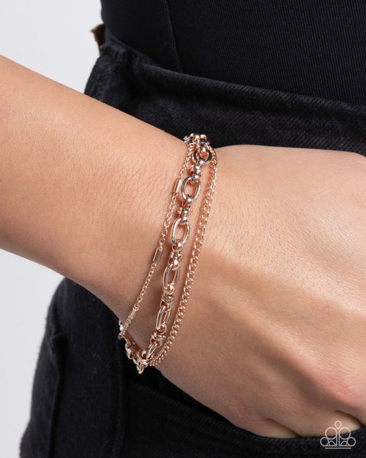 Chained Celebration - Rose Gold Chain Clasp Bracelet