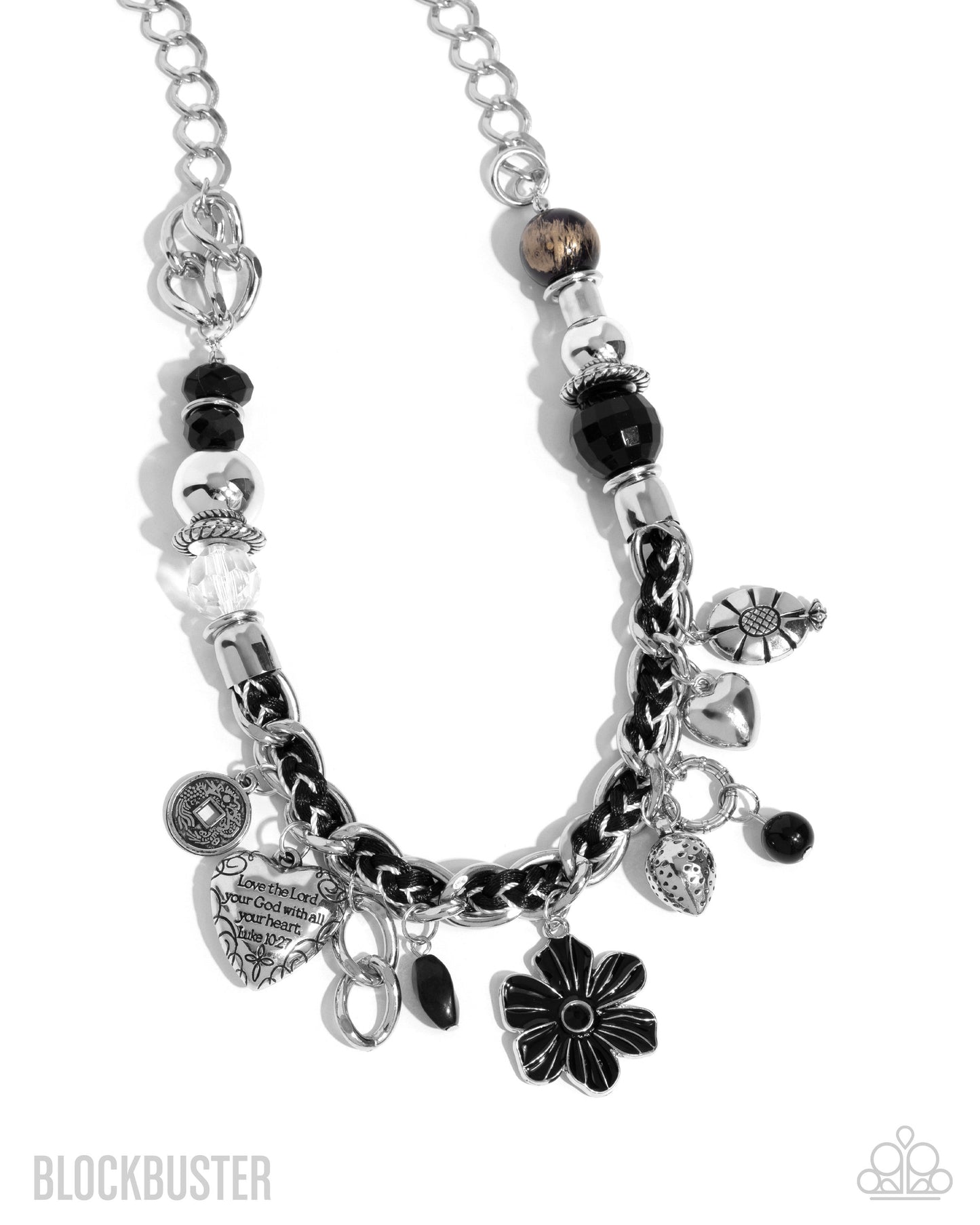 Charmed I Am Sure - Black Silver Chain and Charm Short Necklace - Blockbuster
