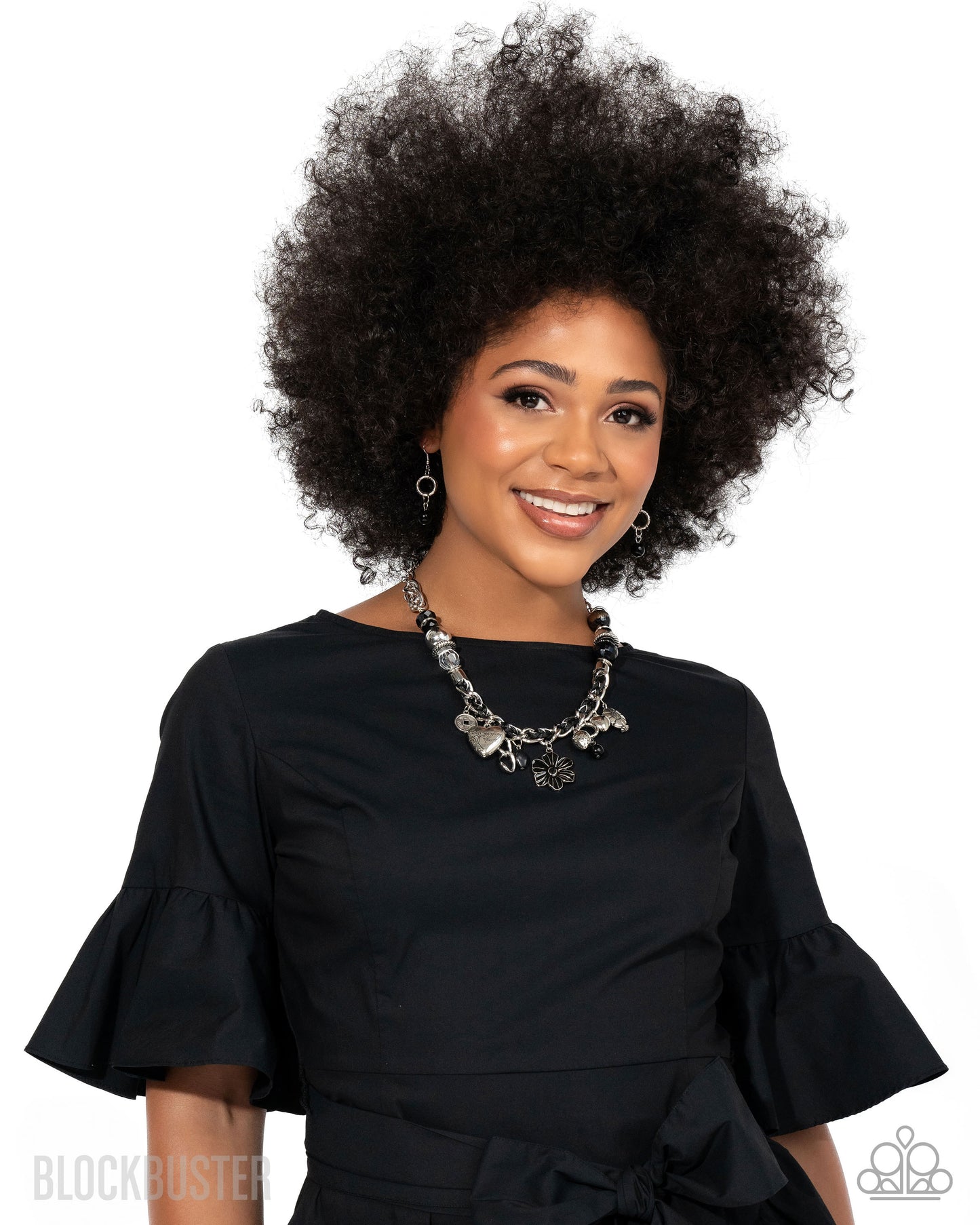 Charmed I Am Sure - Black Silver Chain and Charm Short Necklace - Blockbuster