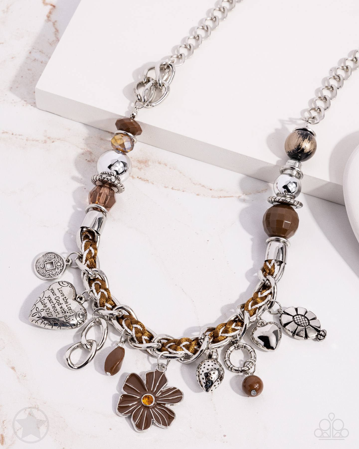 Charmed I Am Sure - Brown Silver Chain and Charm Short Necklace - Blockbuster