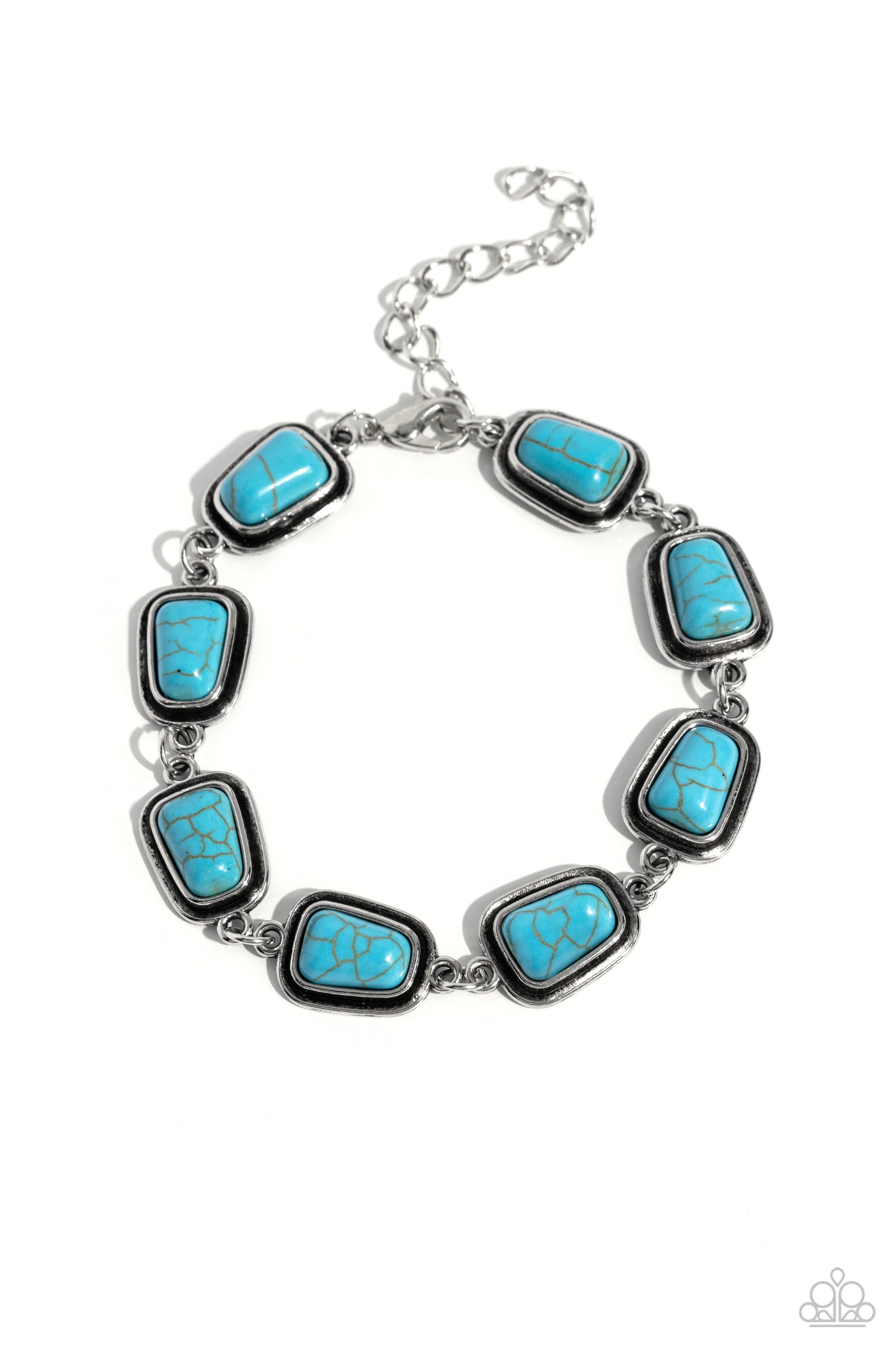 PERFECT MATCH / SET: Southern Safari - Blue Turquoise Crackle Stone Silver Short Necklace AND Chasing Canyons - Blue Turquoise Crackle Stone Silver Clasp Bracelet