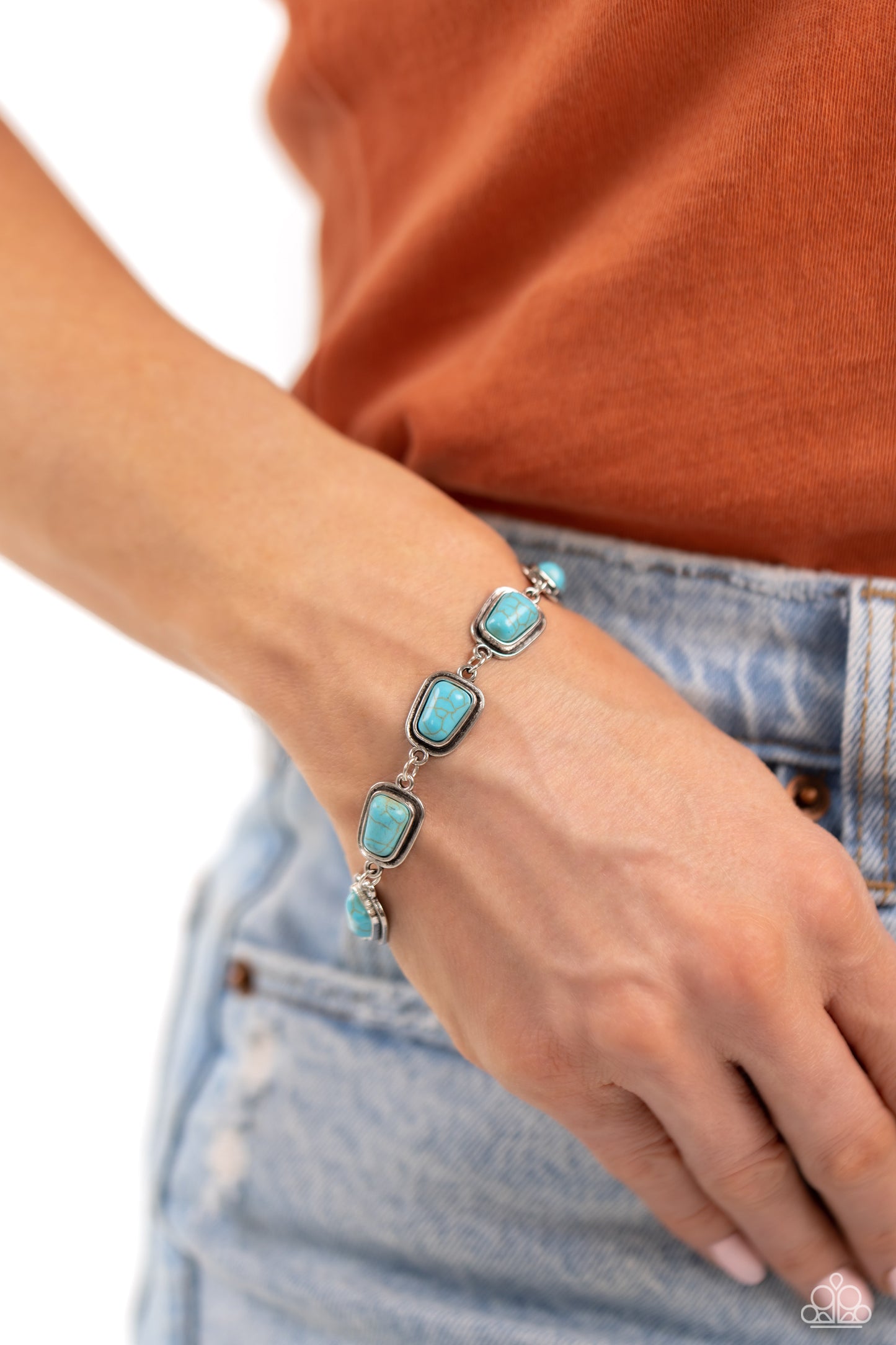 PERFECT MATCH / SET: Southern Safari - Blue Turquoise Crackle Stone Silver Short Necklace AND Chasing Canyons - Blue Turquoise Crackle Stone Silver Clasp Bracelet