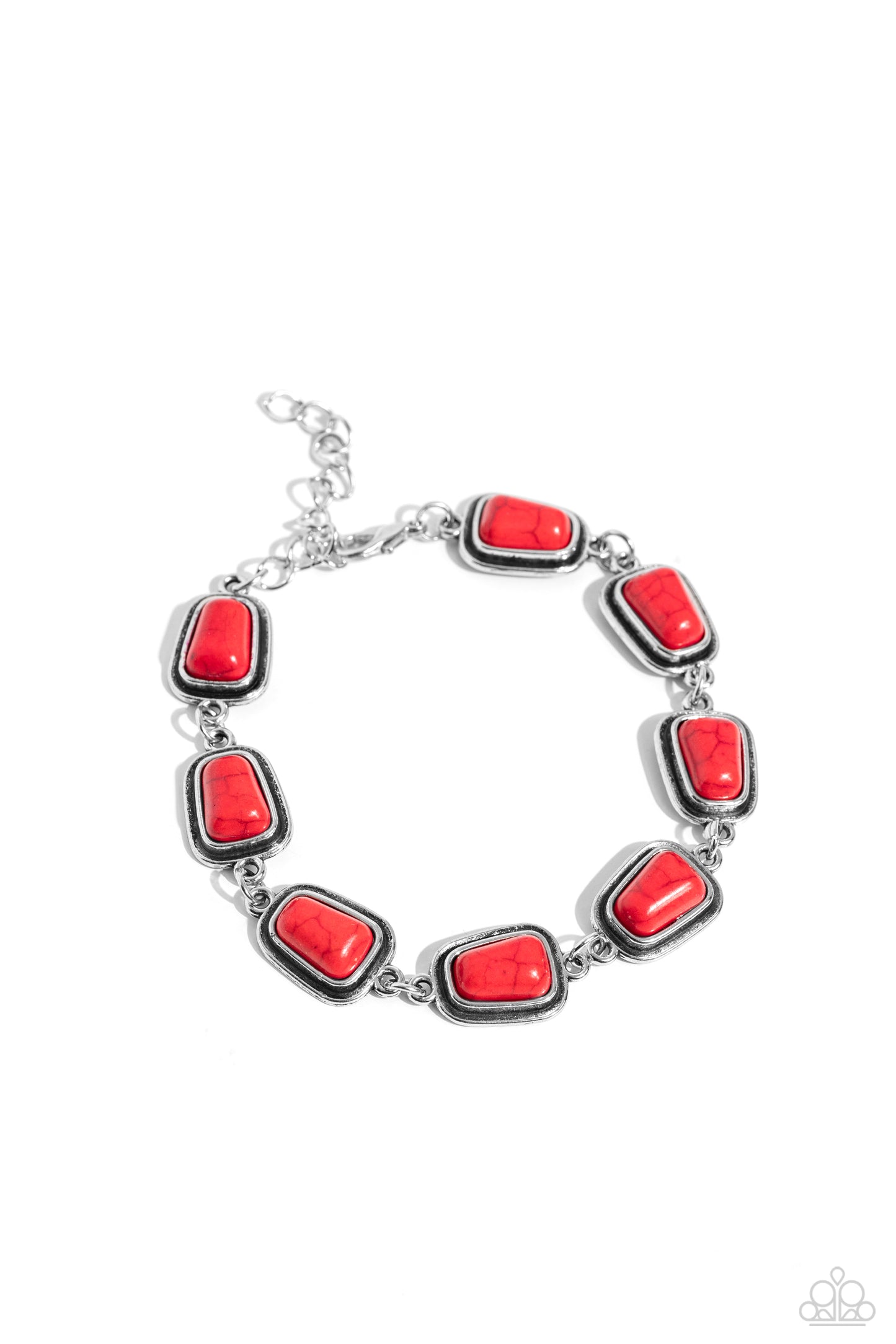 PERFECT MATCH / SET: Southern Safari - Red Crackle Stone Silver Short Necklace AND Chasing Canyons - Red Crackle Stone Silver Clasp Bracelet