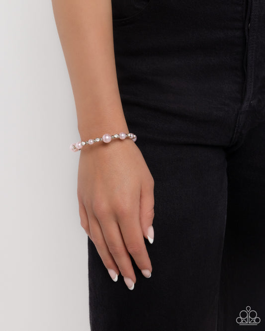 Chicly Celebrity - Pink Pearl and Rhinestone Silver Coil Bracelet