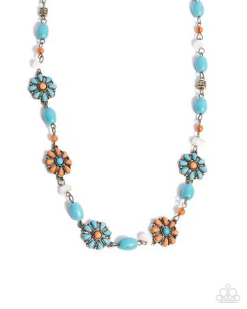 Chill Country - Brass Colorful Turquoise Flower Short Necklace - 2024 Convention Exclusive