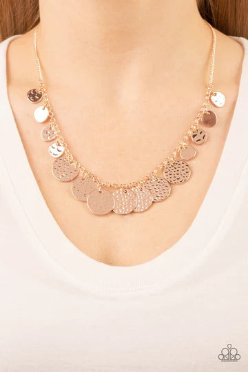 CHIME Warp - Rose Gold Disc Short Necklace