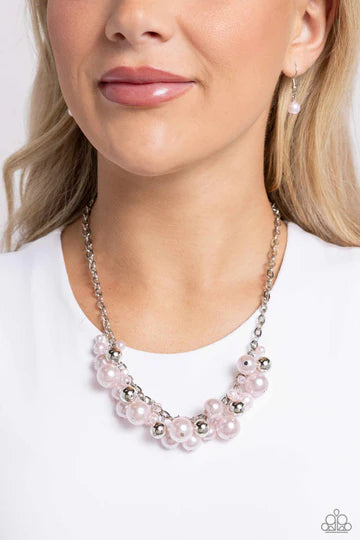 Classical Culture - Pink Pearl Silver Short Necklace
