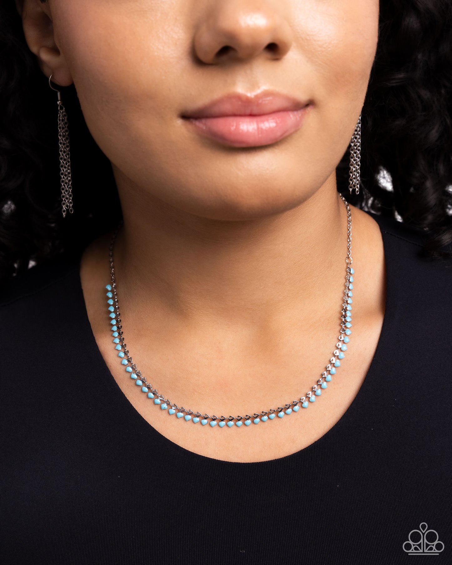 Colored Cadence - Blue Bead Silver Short Necklace