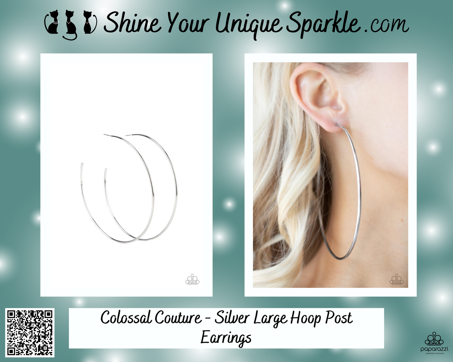 Colossal Couture - Silver Large Hoop Post Earrings