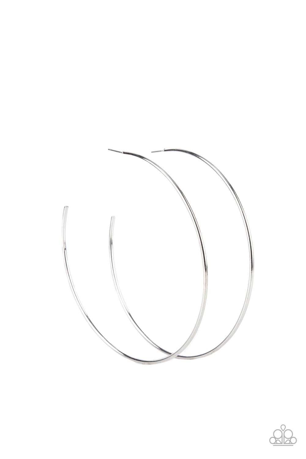 Colossal Couture - Silver Large Hoop Post Earrings