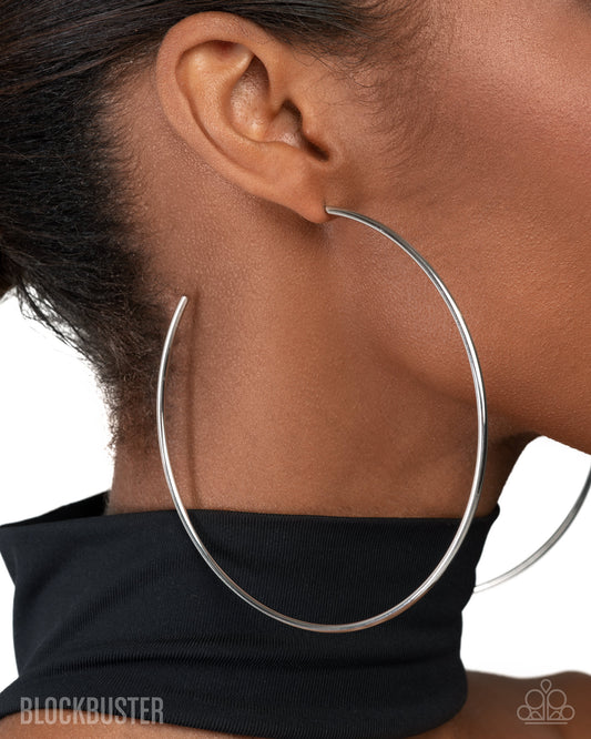 Colossal Couture - Silver Large Hoop Post Earrings - Blockbuster