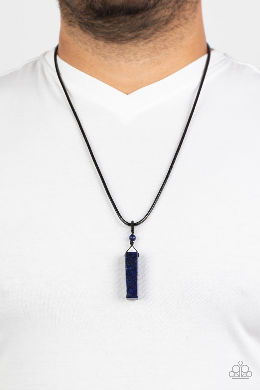 Comes Back ZEN-fold - Blue Stone Black Cord Urban Slide Necklace