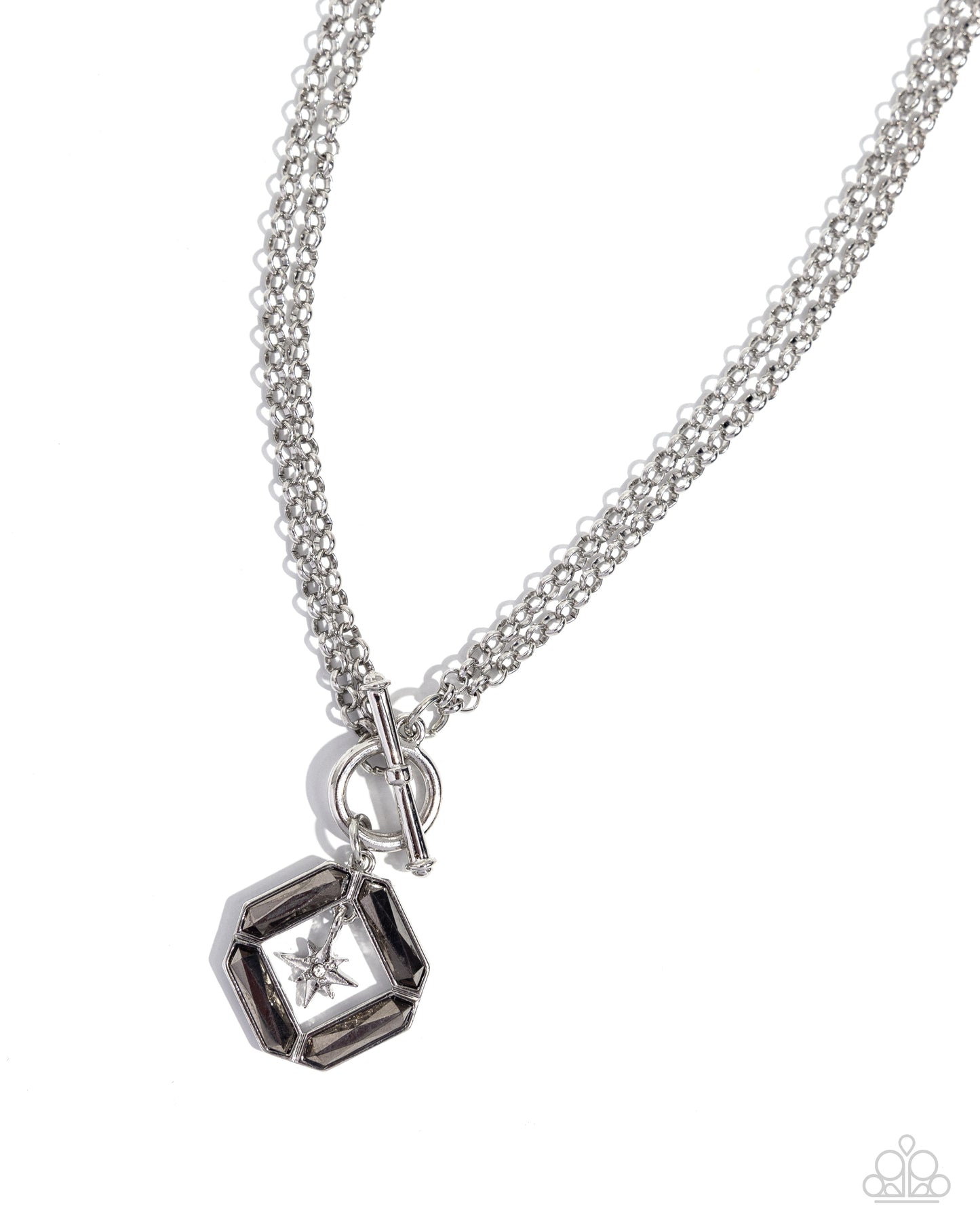 Compass Cadenza - Silver Star Smoky Gem Short Necklace