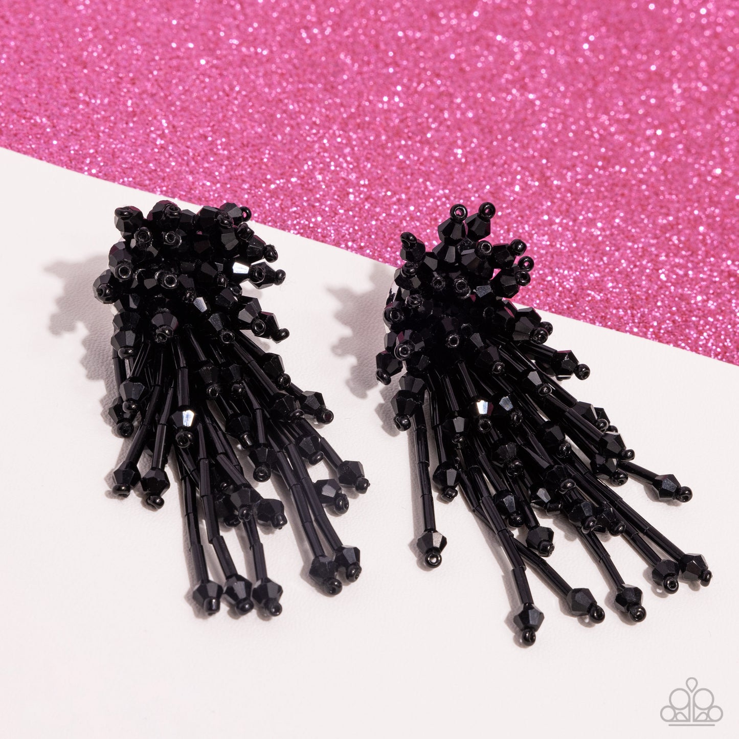 Congratulatory Charm - Black Bead Cluster Post Earrings - Life of the Party