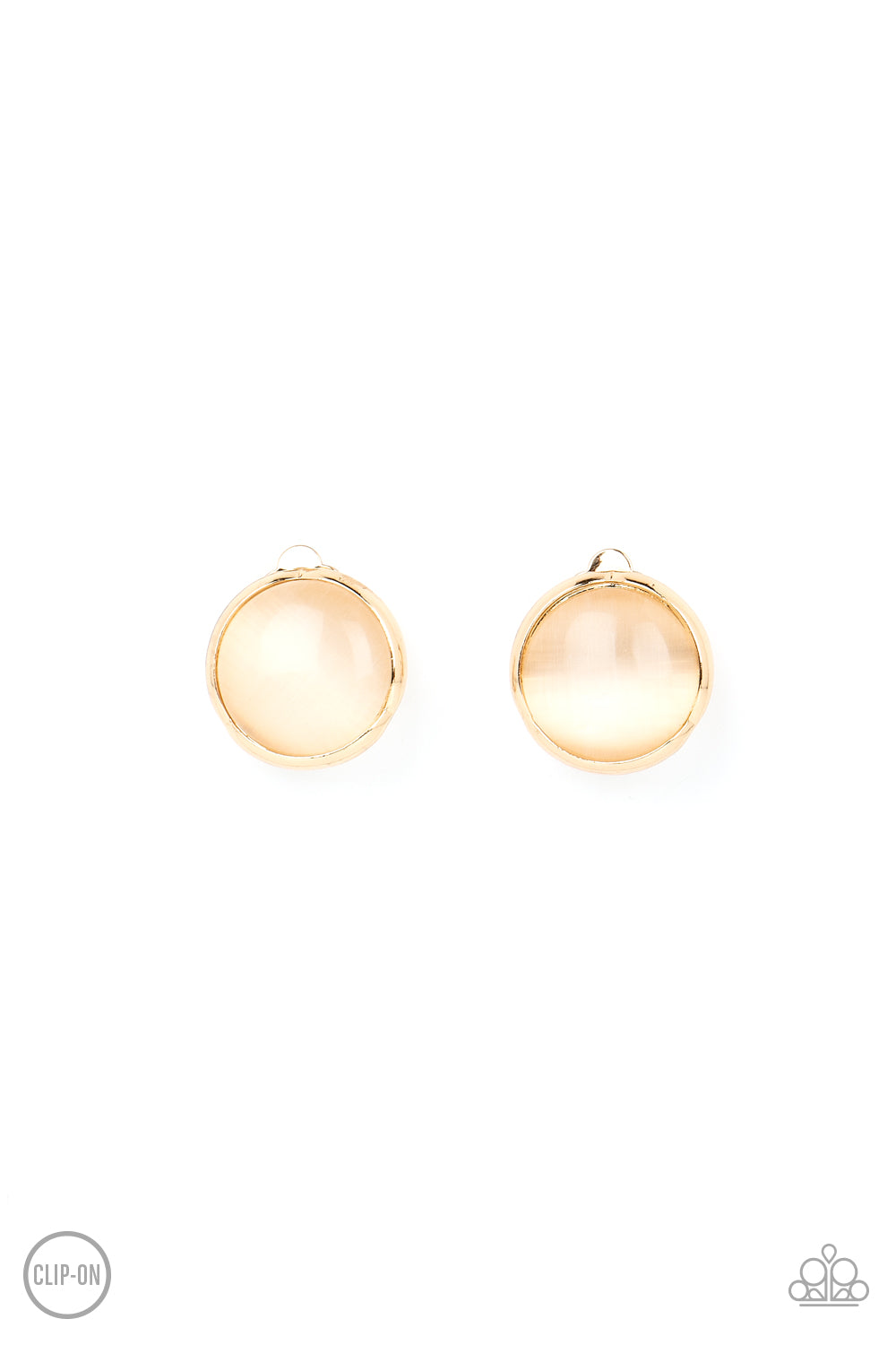 Cool Pools - Gold Cat's Eye Clip-On Earrings