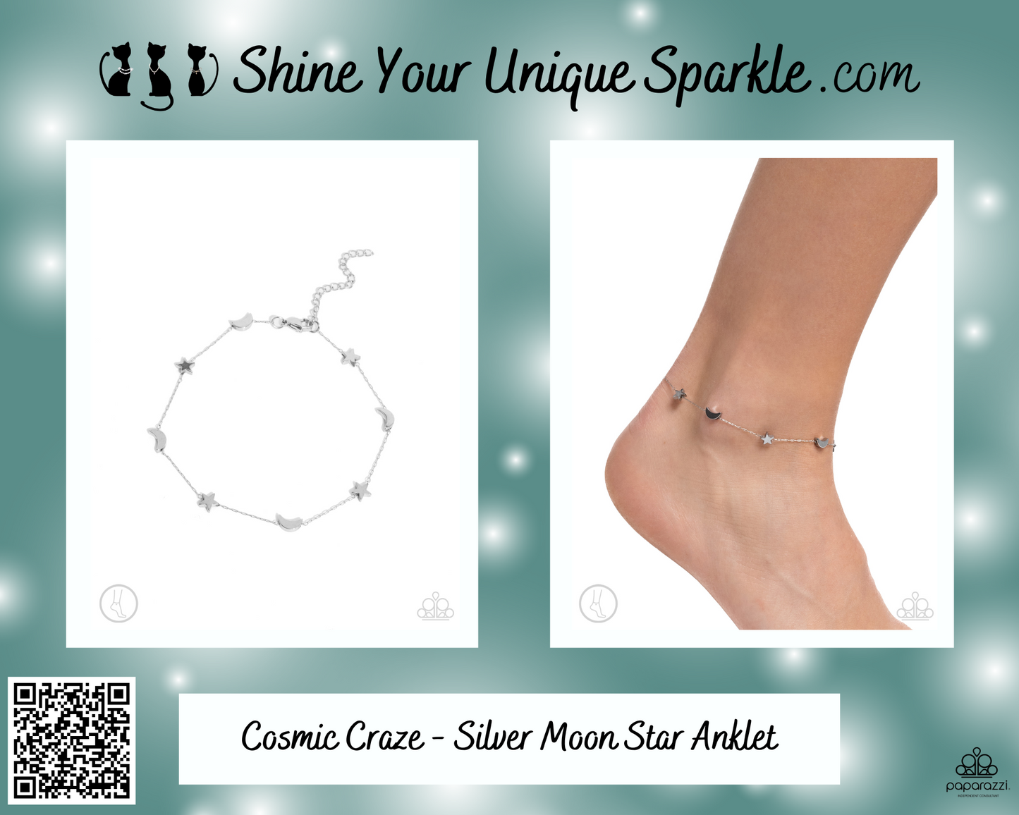 Cosmic Craze - Silver Moon Star Anklet