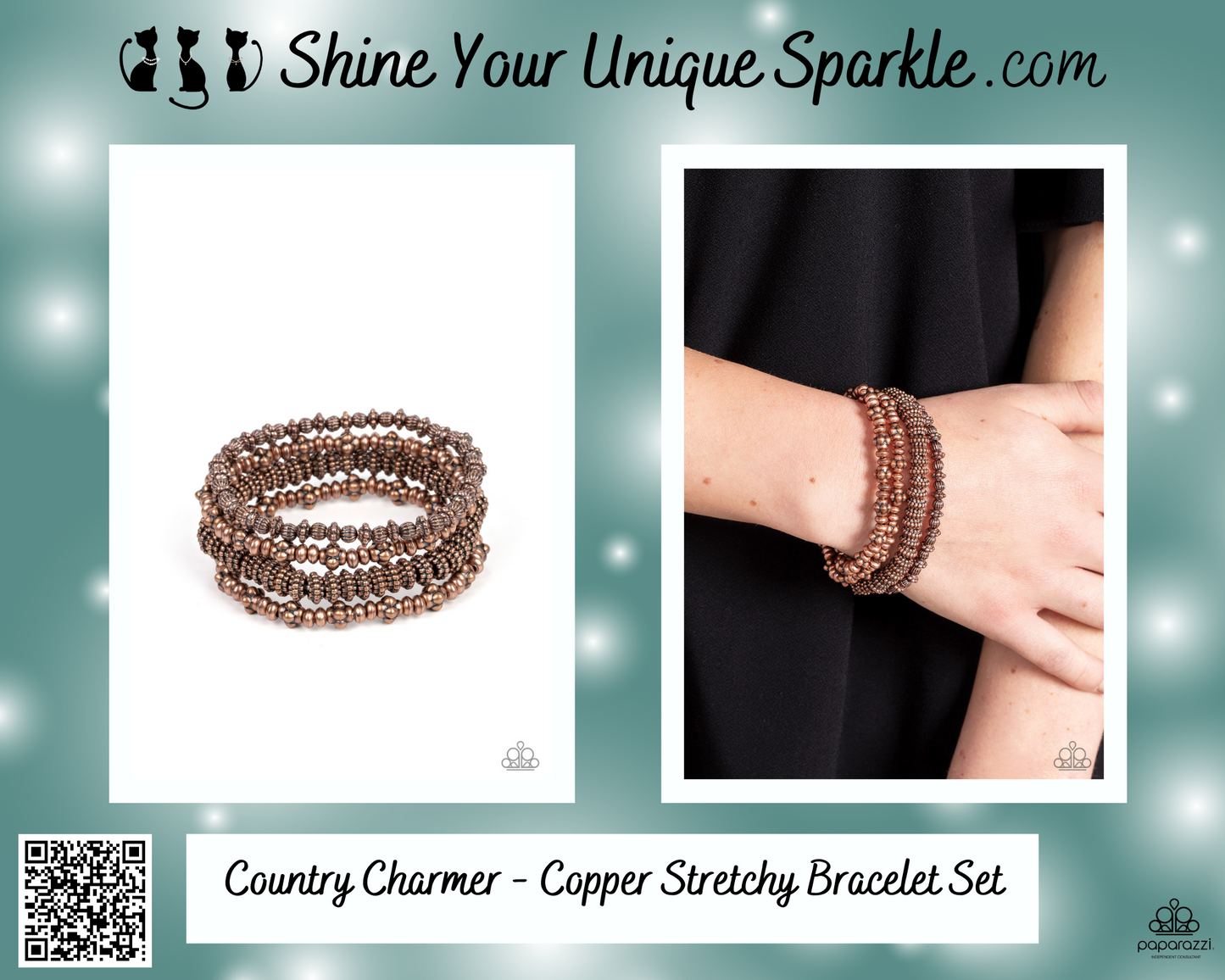 Country Charmer - Copper Stretchy Bracelet Set