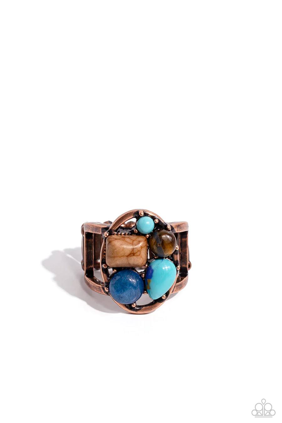 Crafted Collection - Copper Turquoise Tiger's Eye Brown Stone Ring - 2023 Convention Exclusive