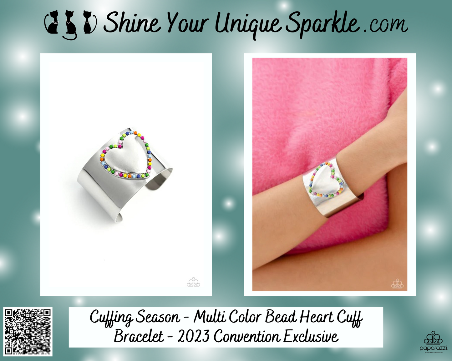 Cuffing Season - Multi Color Bead Heart Cuff Bracelet - 2023 Convention Exclusive