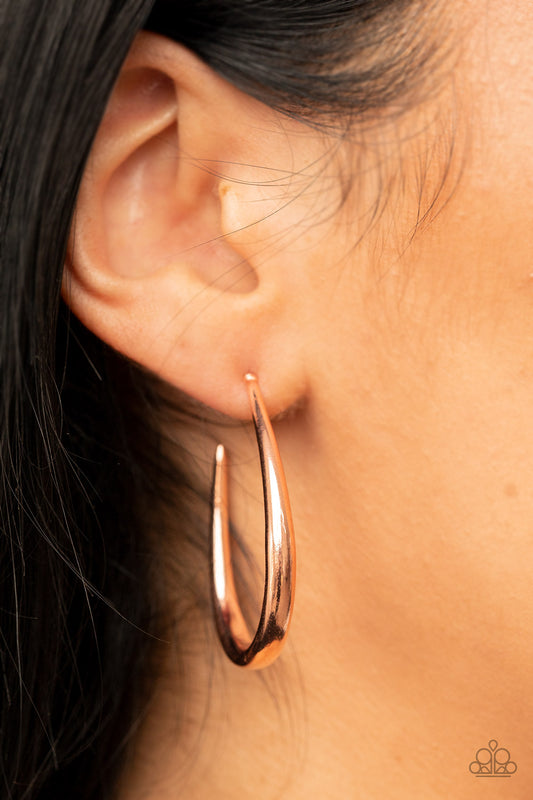 CURVE Your Appetite - Copper Oval Hoop Post Earrings