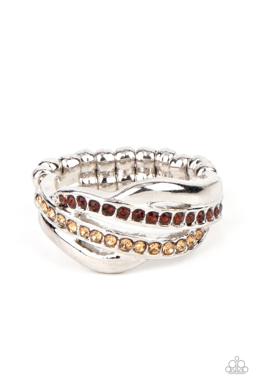 Daintily Dreamy - Brown Rhinestone Silver Ring