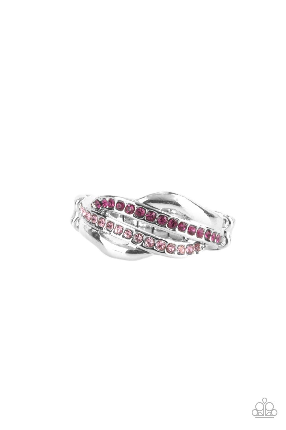 Daintily Dreamy - Pink Rhinestone Silver Ring