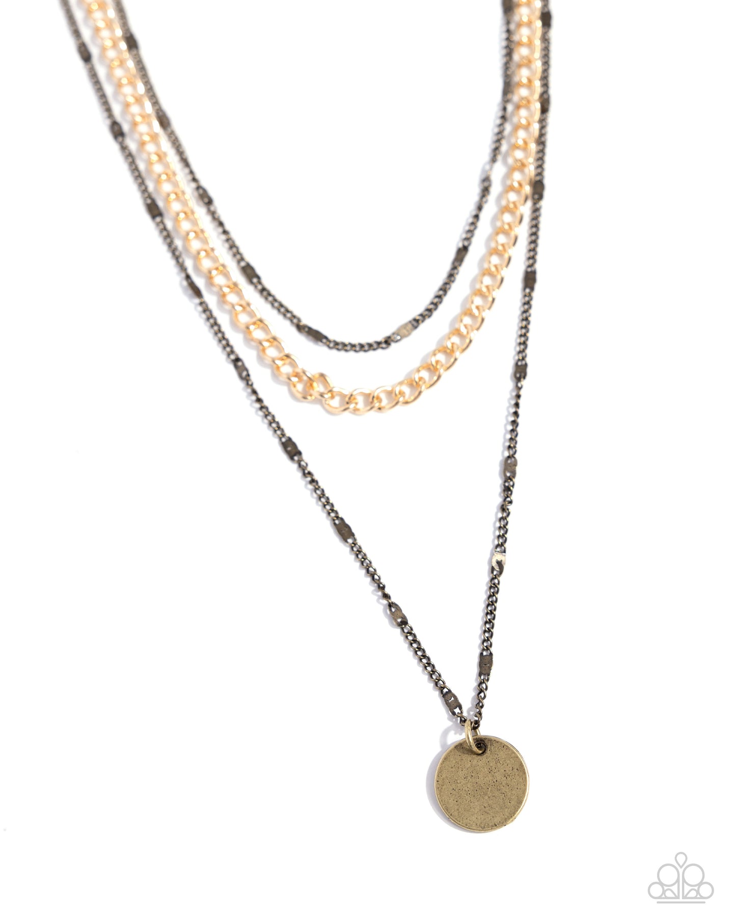 Dainty Development - Brass and Gold Layered Short Necklace