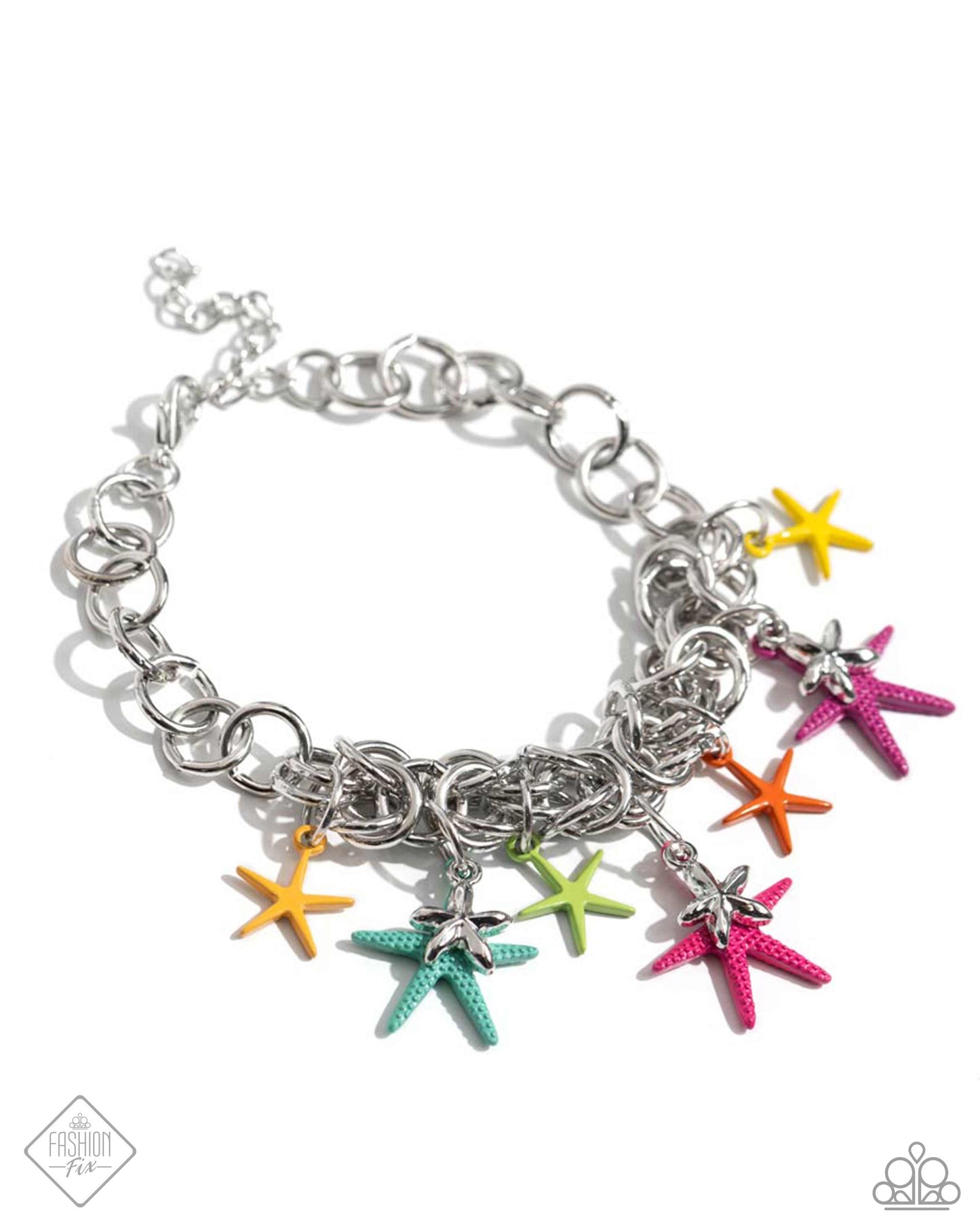 Dancing With The STARFISH - Multi Color Starfish Silver Clasp Bracelet - Fashion Fix