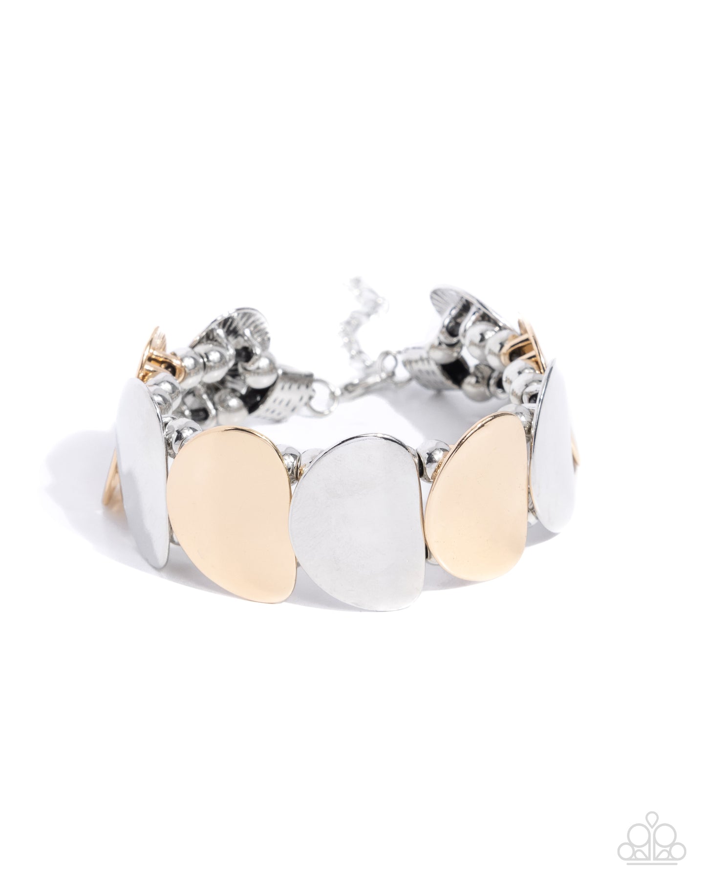 Dauntless Delight - Multi Silver and Gold Mixed Metal Clasp Bracelet