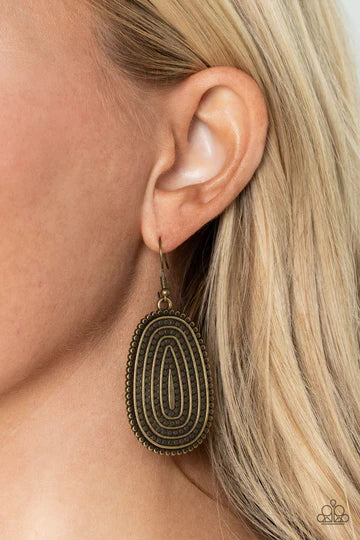 Desert Climate - Brass Antiqued Oval Fishhook Earrings