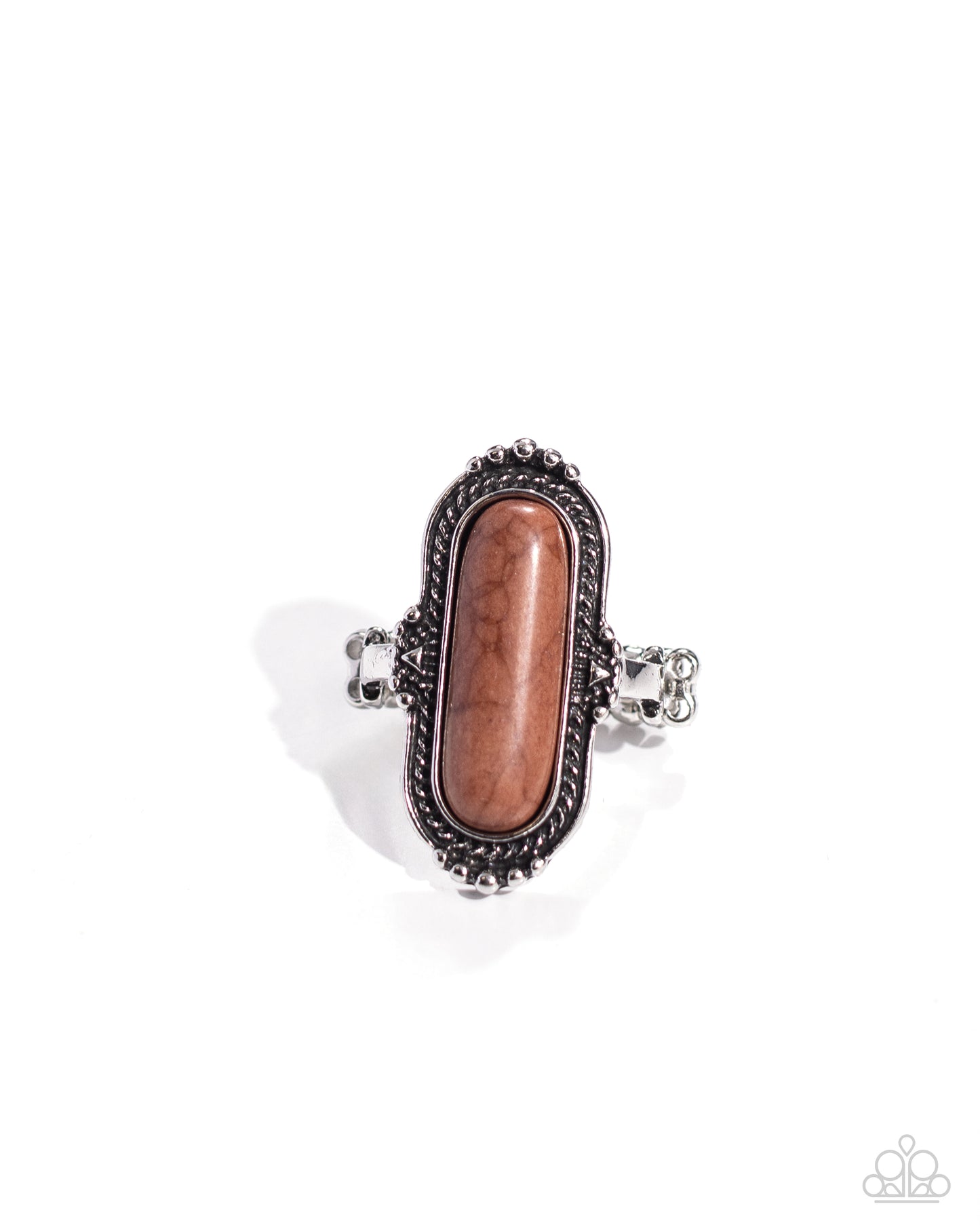 Desert Island - Brown Crackle Stone Silver Ring