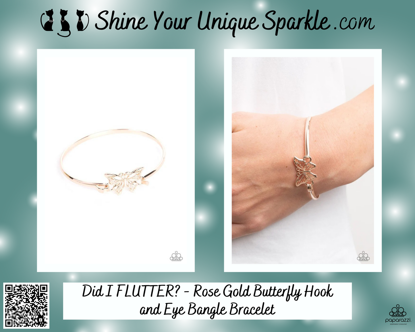 Did I FLUTTER? - Rose Gold Butterfly Hook and Eye Bangle Bracelet