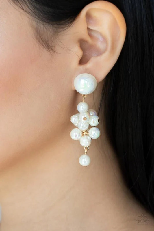 Dont Rock The YACHT - Gold Iridescent Pearl Post Earrings