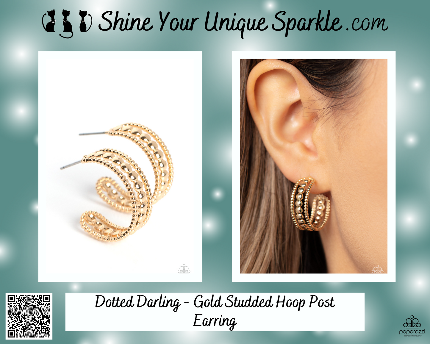 Dotted Darling - Gold Studded Hoop Post Earring